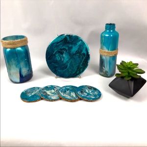 Abstract Acrylic/Epoxy Jars Coaster/ Vinyl Record